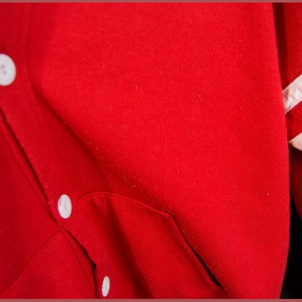 VINTAGE 1980’s RARE SAKS FIFTH EMPLOYEE CARDIGAN XL RED/WHITE - Picture 3 of 5